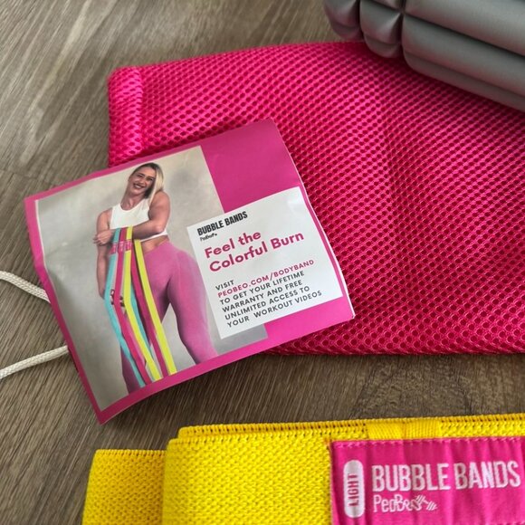 Fitness Bundle: Foam Roller, Long Resistance Bands, Door Anchor, and Mesh Bag - Picture 3 of 10